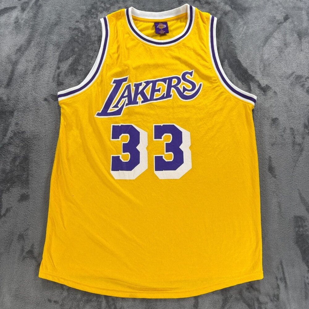 Los Angeles Lakers Kareem Abdul-Jabbar 33 Basketball Jersey Mens XL Yellow NBA